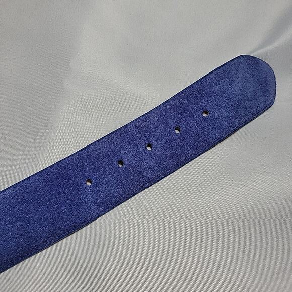VTG Amanda Smith Women's Blue Leather Suede Wide 2” Belt Size XL - Picture 4 of 11